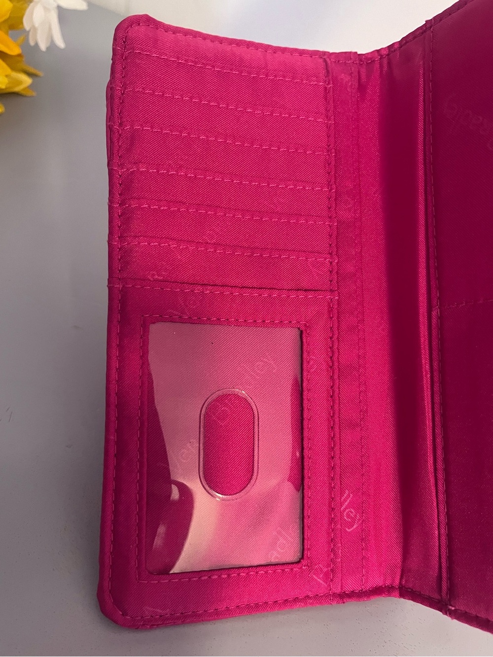 Vera Bradley Hot Pink Quilted Bow Wallet Clutch Organizer with Zip Pockets - Picture 3 of 7